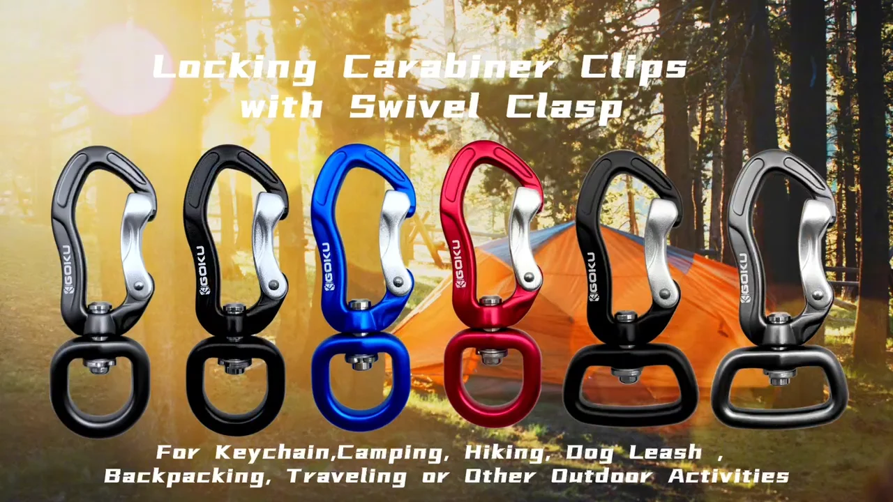 Custom Aluminum 4kn Screw Gate Locking Rotating Swivel Carabiner For Dog Leash Mini Dog Hook