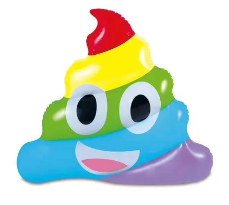 Summer Party Swim Fun Kids PVC Inflatable Emojis Rainbow Poop Pool Float Raft Mattress