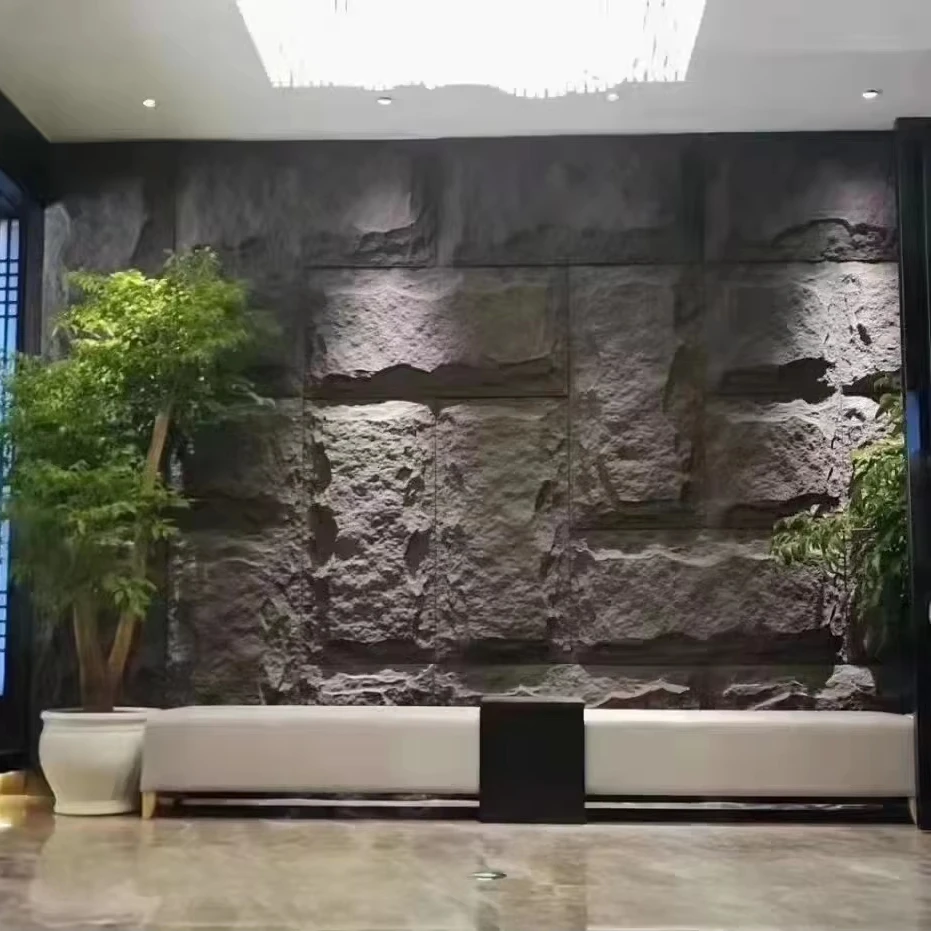 Modern Waterproof Faux Stone Wall Panel for TV Background Decor PU Interior  Design for Apartment Cladding, image size:931x931