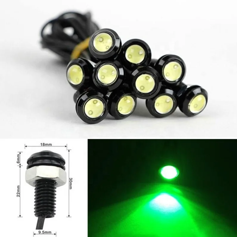 Наружный 12 В постоянного тока 3 Вт 18 мм Автомобильный светодиодный светильник «Орлиный глаз» красный/зеленый/синий/янтарный/белый