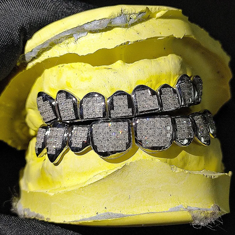 Princess Cut Custom Moissanite Grillz Pass Diamond Tester Luxury Hiphop