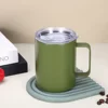 Green stainless steel insulation mug with lid-450ml