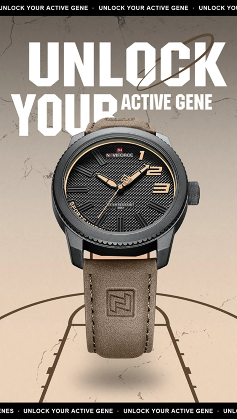 Top Brand NAVIFORCE New Quartz Watch Men Casual Sports Watches Leather Wristwatch Relogio Masculino 9202