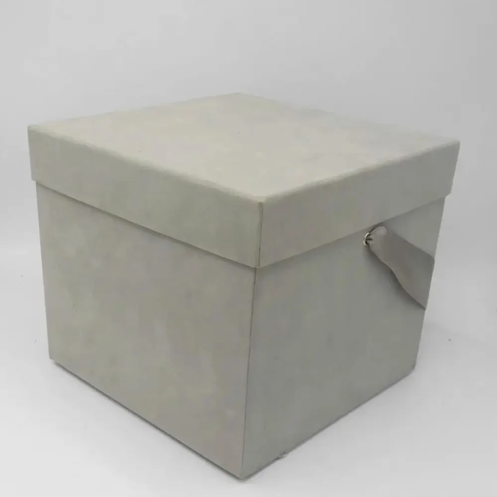 Luxury Flower Packaging Box Custom Logo Velvet Big Round Hat Gift Box With Handle