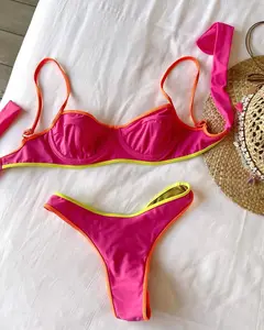Fashion Women's Push-Up Underwire Bikini Set 2-Piece Scoop Regular Fit Sexy Triangle Cheeky Bottom Spandex/Nylon Eco-Friendly
