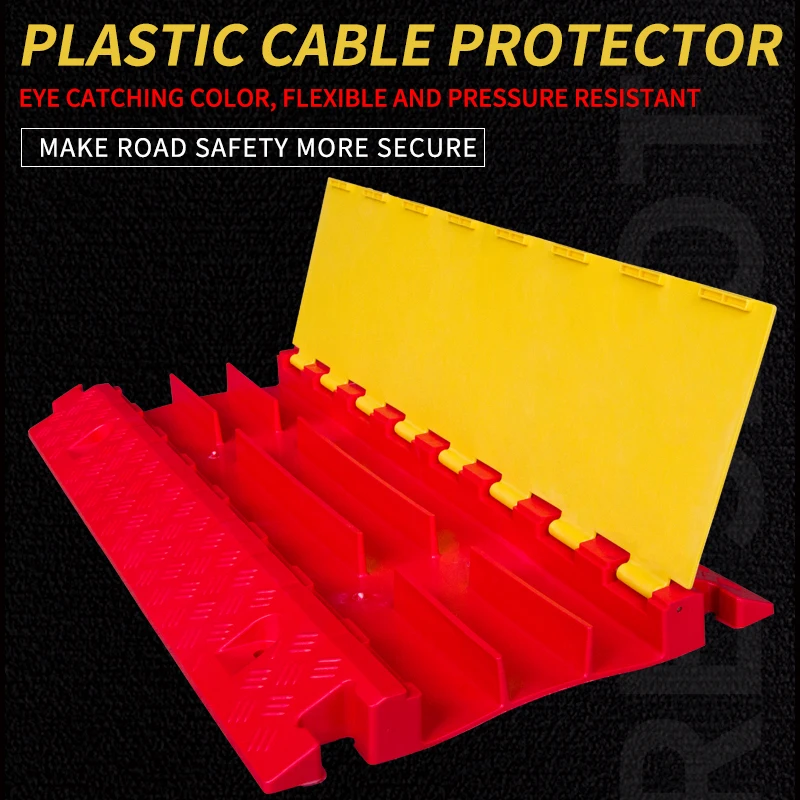 Indoor 1 Channel Cable Protector and Heavy Duty Ramp Yellow Jacket Guard Humps De Car Plastic Ramps Red Plastic Cable Protector