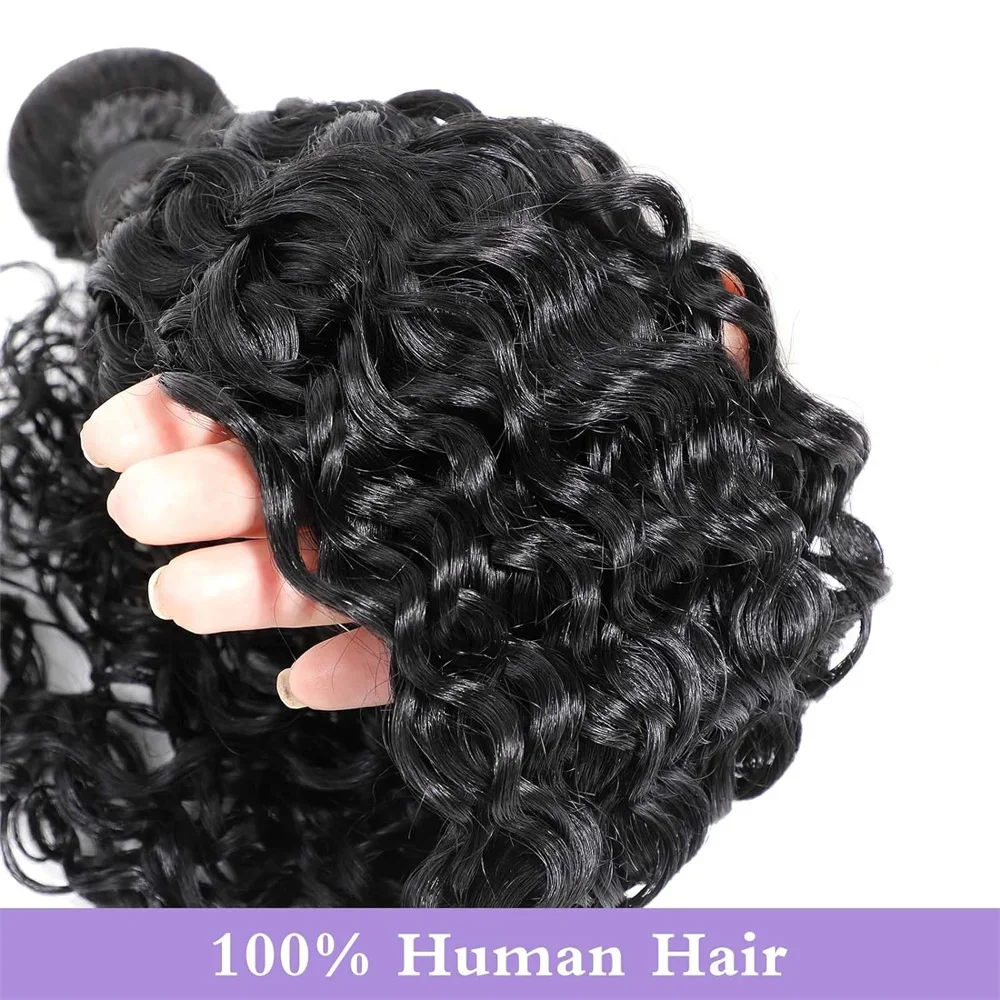 Pacchetti di capelli intrecciati Water Wave, estensioni di capelli umani brasiliani grezzi, 4 pacchetti di capelli ondulati bagnati non trattati_voghion.com