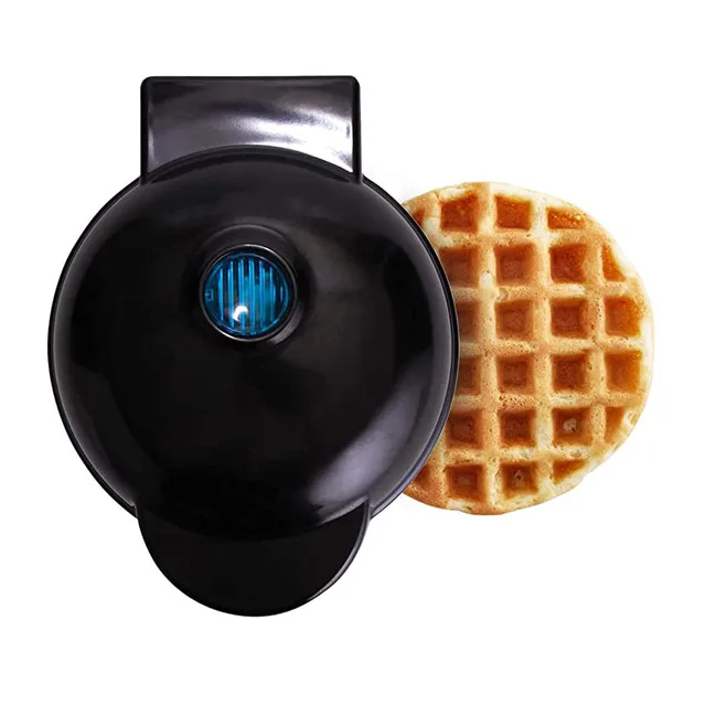Portable Black Mini Waffle Maker Convenient Easy to Carry Store and Heat Non-Stick Pan Fast Heat Evenly and Easy to Clean