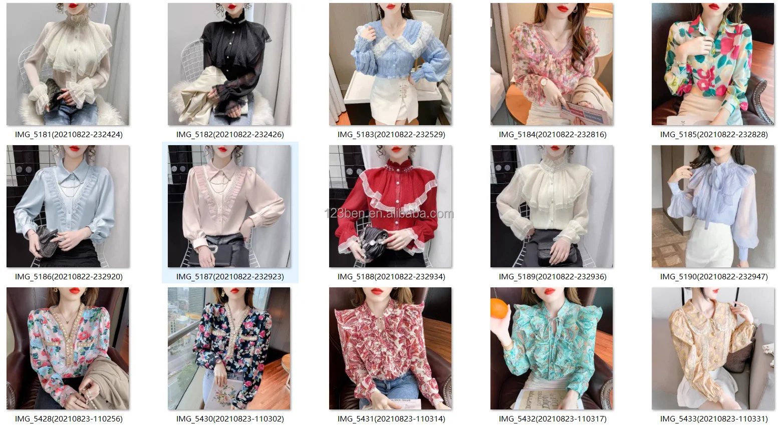 Manufacturer Custom Ladies Modern Blouse Silk Chiffon Floral Printed