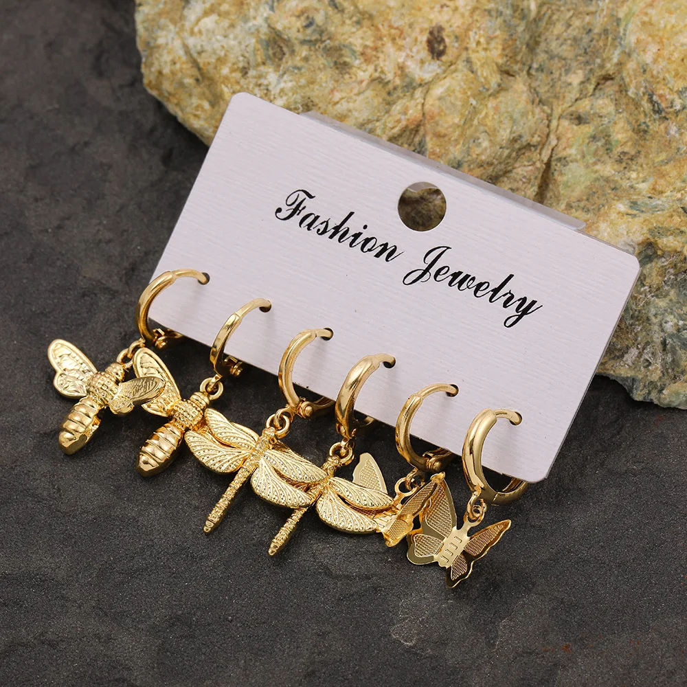 Mixed batch geometric small circle butterfly Ear studs minimal clip sunflower earing sets hoop