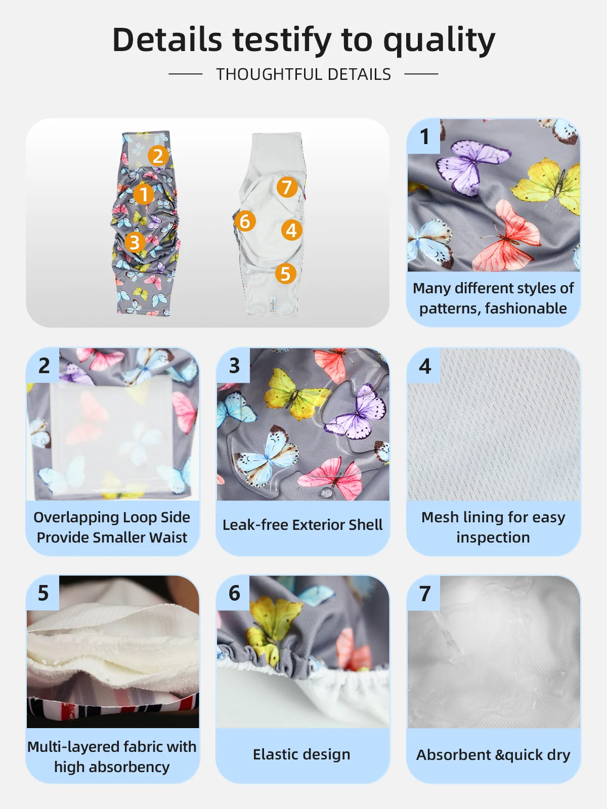 Wholesale Washable Wrap Diapers Adjustable Dog Belly Band Flat Wrap Do - product detail 4