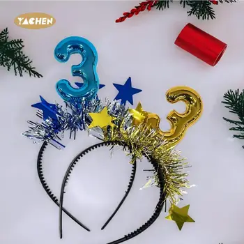 YACHEN New Design Birthday Party Supplies Metallic Digital Happy Birthday Headband for Kids Birthday Hair Accessories
