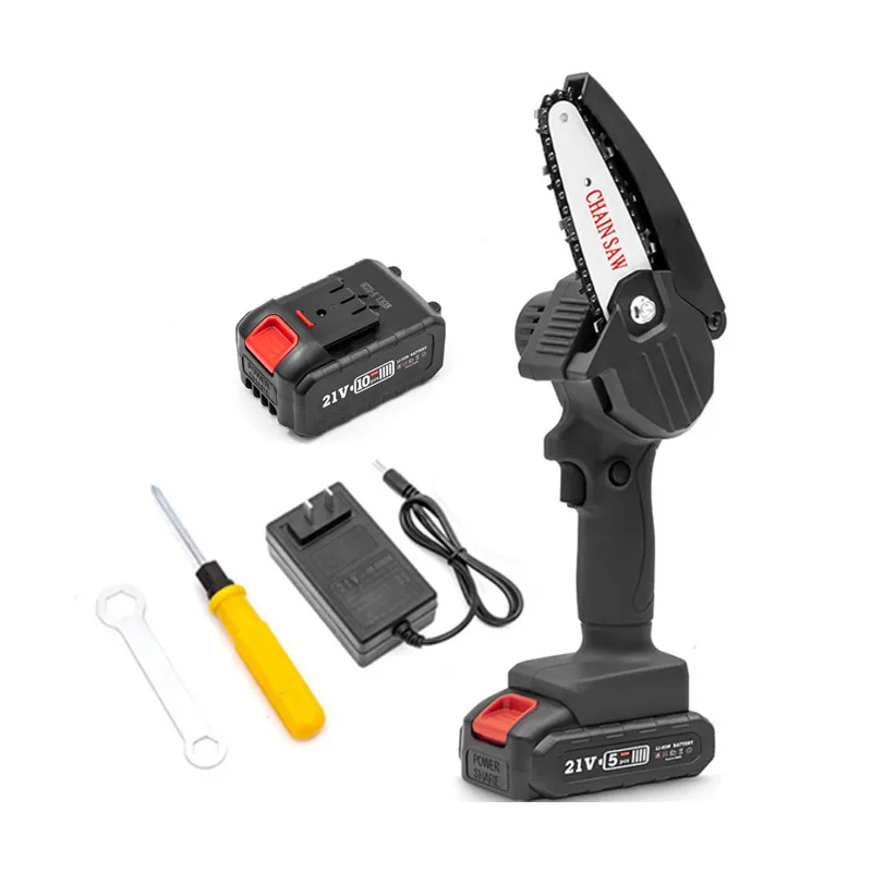 4 Inch 21V Cordless Rechargeable Chain Saw Battery Powered Electric Saw for Tree Branch Wood Cutting
