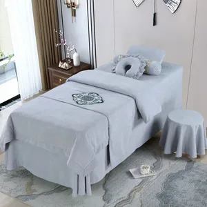 100% Polyester  Massage Bedding Sets /facial Spa Luxury Bed Linen Bedding Set/beauty Salon Five Pieces Quilted Bed Cover Set