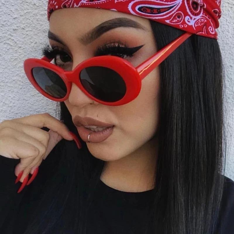 SUNS GOOD The Oval Bold Red Round Women’s Sunglasses - Glossy Retro Frame Shop 2024 Retro Round Oval Women Sunglasses - Fashionable  main image 2