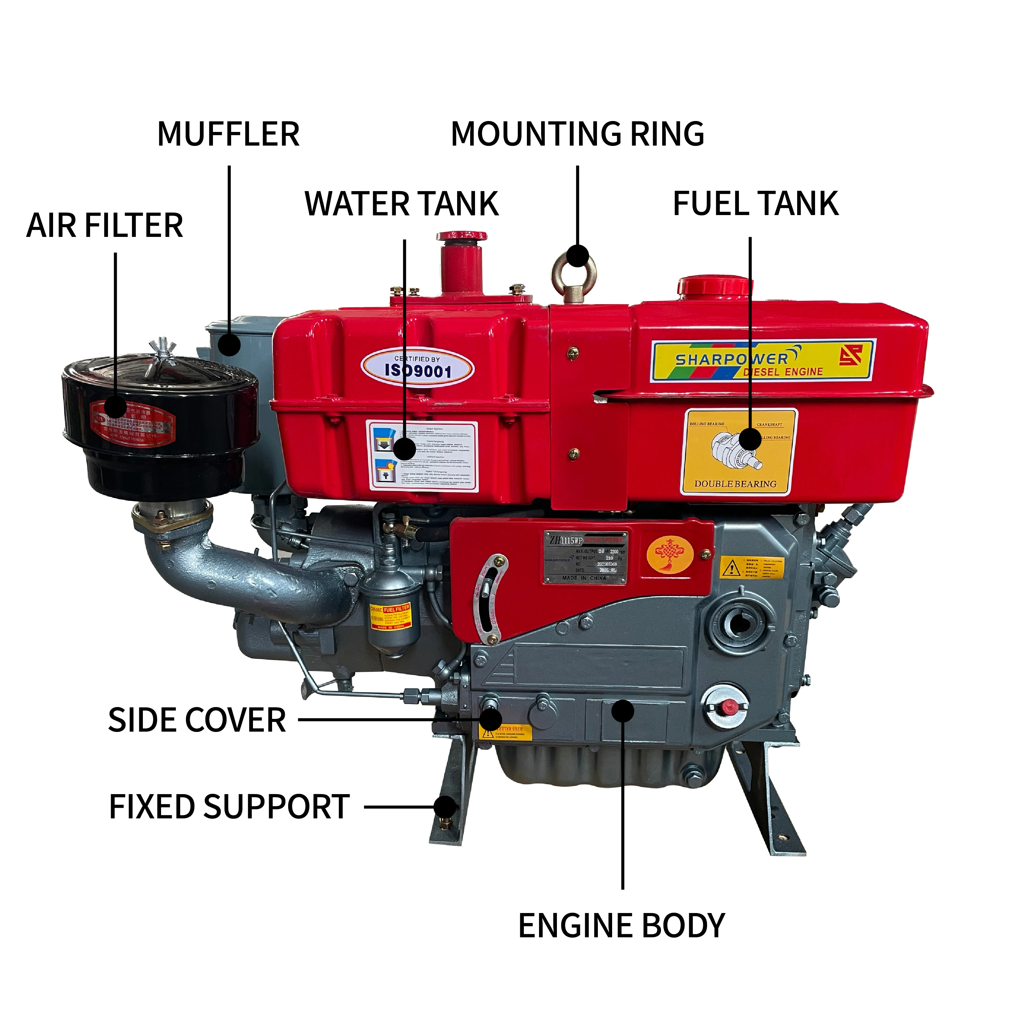 SHARPOWER Factory Price ZH1100 JD Engine High Quality Water-Cooled Single Cylinder Diesel Engine China Wholesale 16 HP