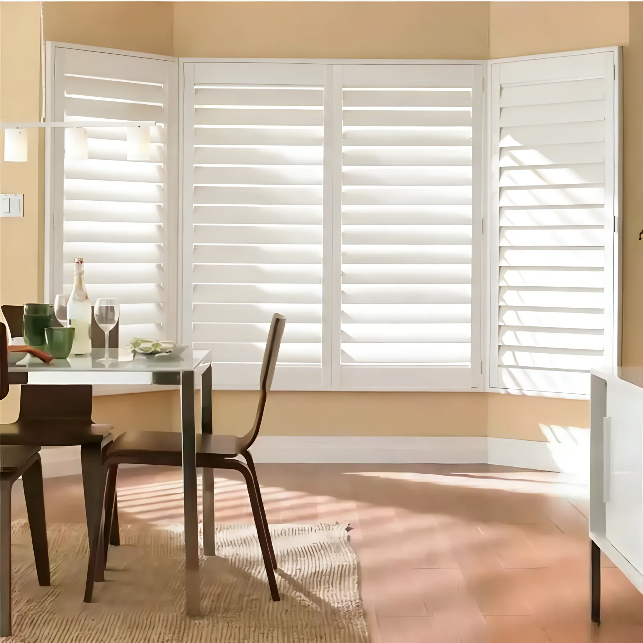 Premium Solid Wood Window Shutters  Adjustable Louvered Plantation Shutters for Privacy & Light Control