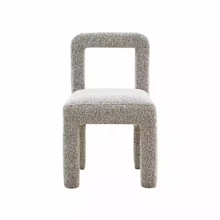 Dining Chair Pine Wood Frame and Cream Boucle Fabric With Sponge Cushion Cream Dining Chairs