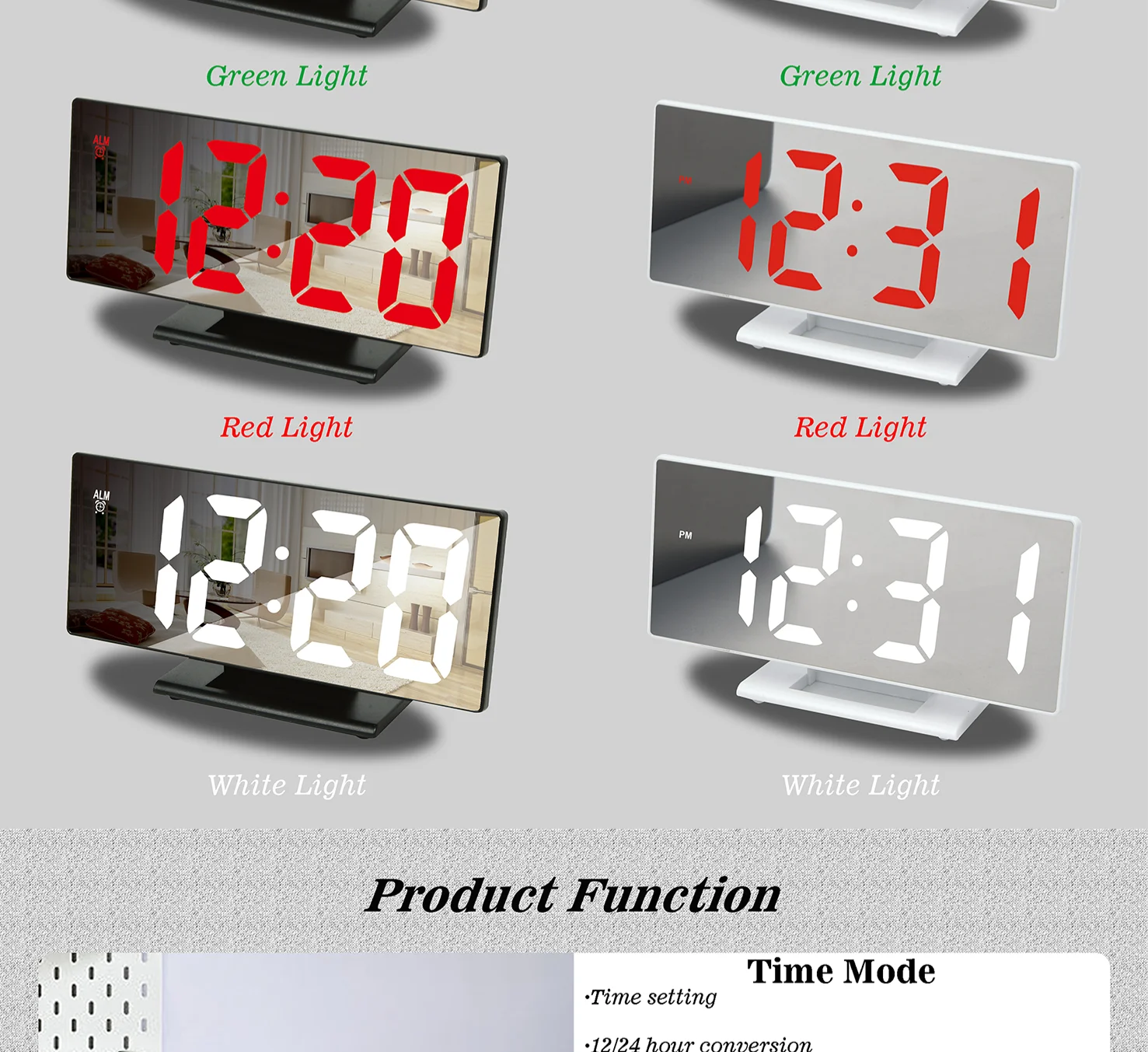 Led Digital Alarm Clock Wall And Desk Clock Smart Electric Clock
