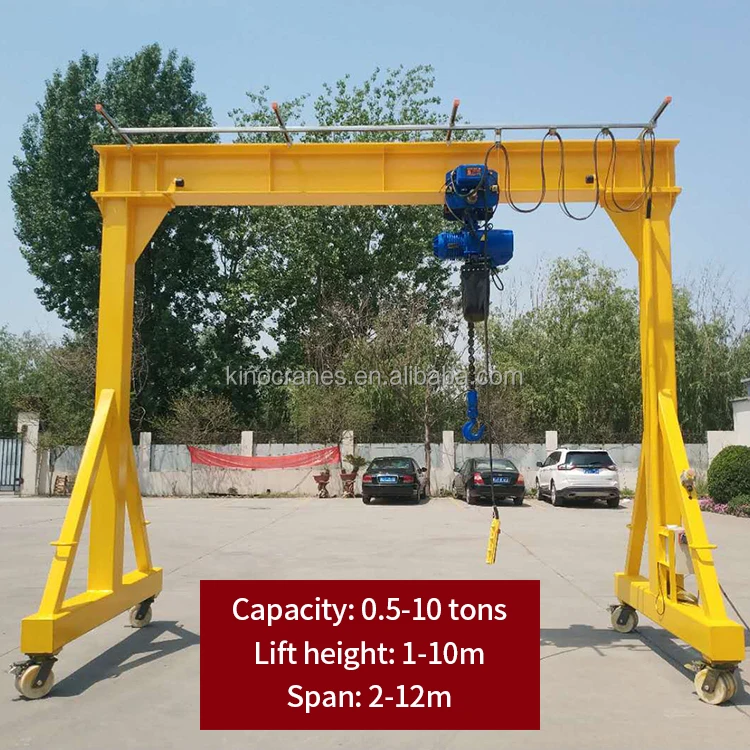 Adjustable Height Span Electric Hoist Type Trackless Mobile Lifting 1000kg 5 Ton 10 Ton Portable Gantry Crane