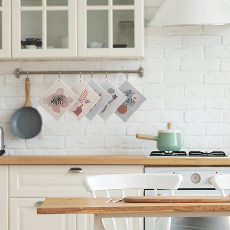 Gloway Wholesale Set of 5 Custom Printed Biodegradable Kitchen Cleaning Dishcloth Cellulose Sponge Cloth Swedish Dish Cloth