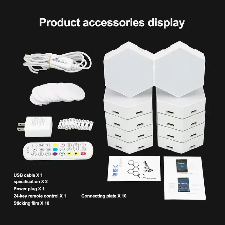 Etop New Blue Wifi Tuya App Remote Control LED Hexagonal Quantum Lamp Smart Home Lamp for Playroom Dance Studio Music Wall Lamp
