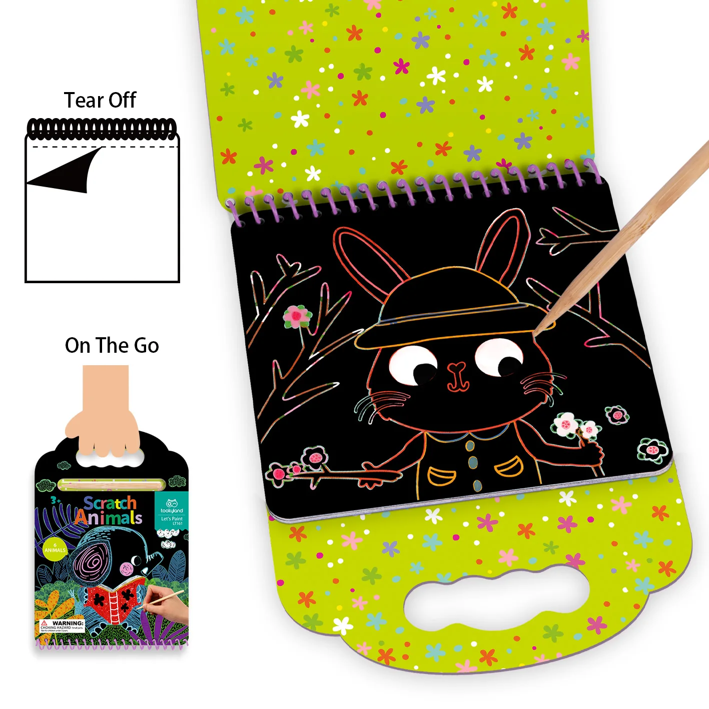 Hot Sell Scratch Art Notes Book Set With Wooden Stylus Rainbow On To Go