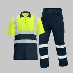 High Visibility Summer Custom Breathable Quick Dry Polo Shirts Reflective Strips Safety Work T Shirt Construction Work Pants