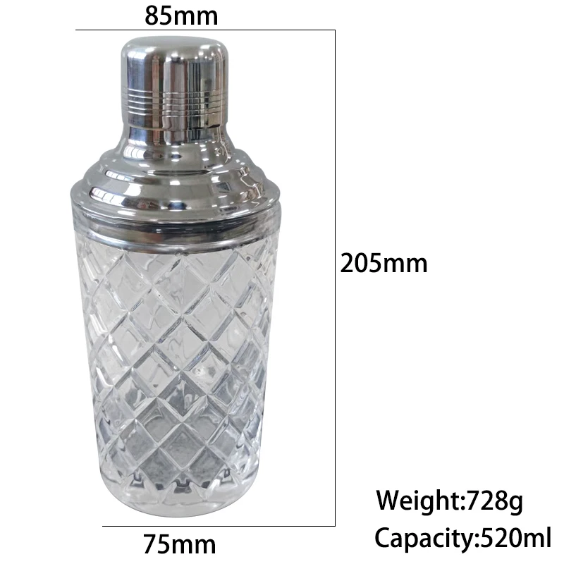 Золотистый коктейльный шейкер 500 мл, стеклянный коктейльный шейкер для бара