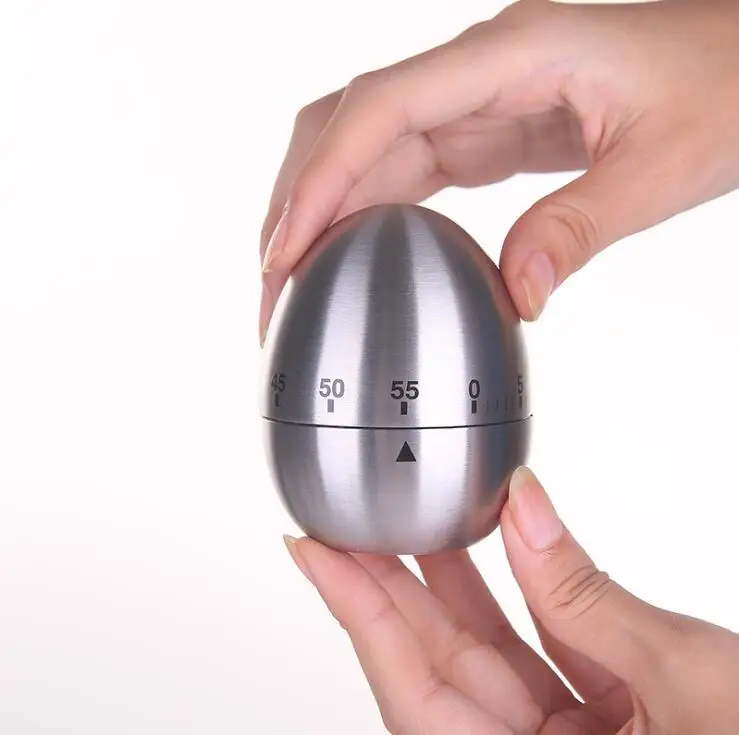 Egg Shaped Stainless Steel Mechanical Twist Timer Kitchen Timer Cooking Tools Mechanical Dial Timer