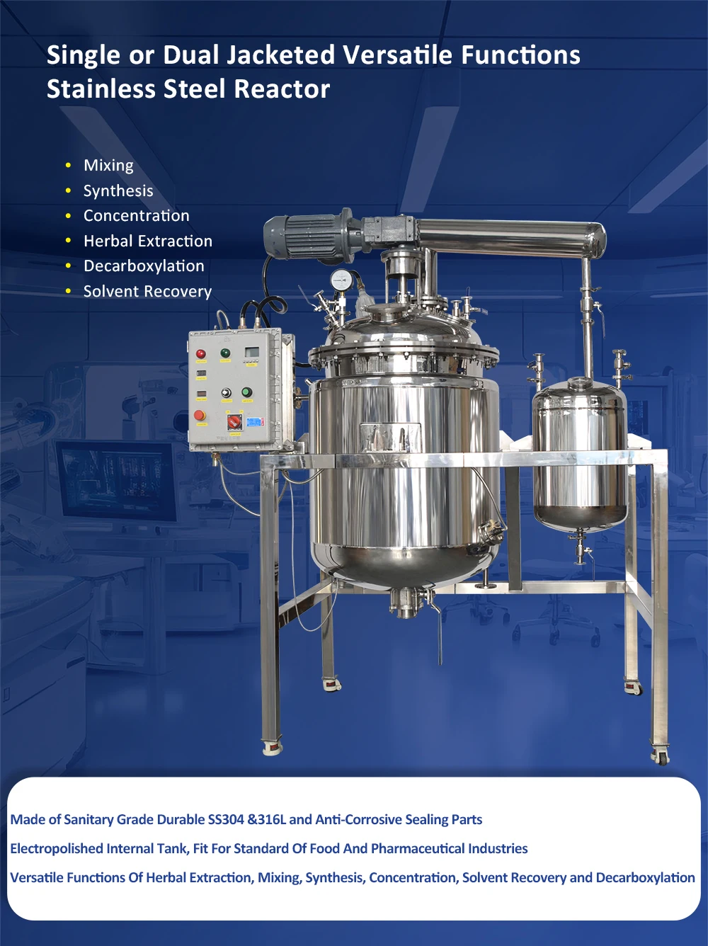 Valuen 300L Automated Jacketed Reactor Best Selling Items Jacketed Glass Reactor  Jacketed stainless steel reactor supplier