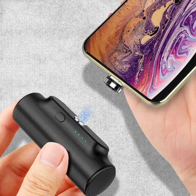 2024 Latest Universal Magnet 3 in 1 Mini Power Bank 5000mah Portable Mobile Charger Quick Charging Power Bank with Led Indicator