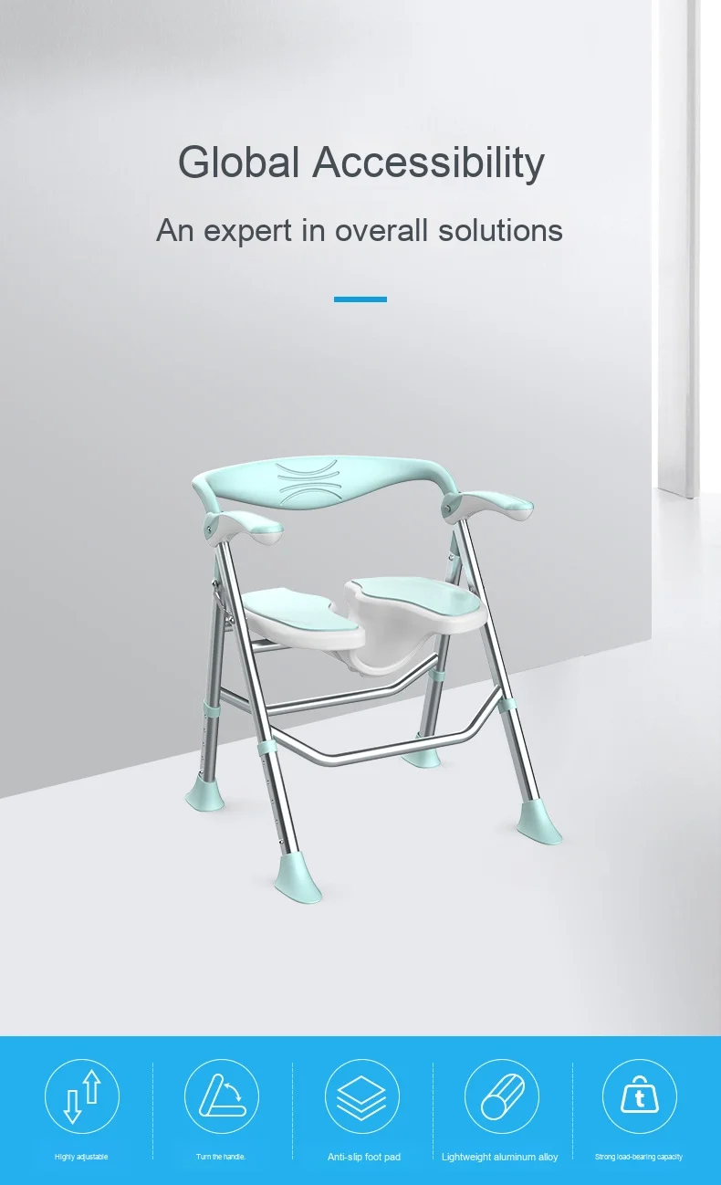 product alloy shower chair for elderly folding bath chair with anti slip feature convenient bathroom safety equipment-3