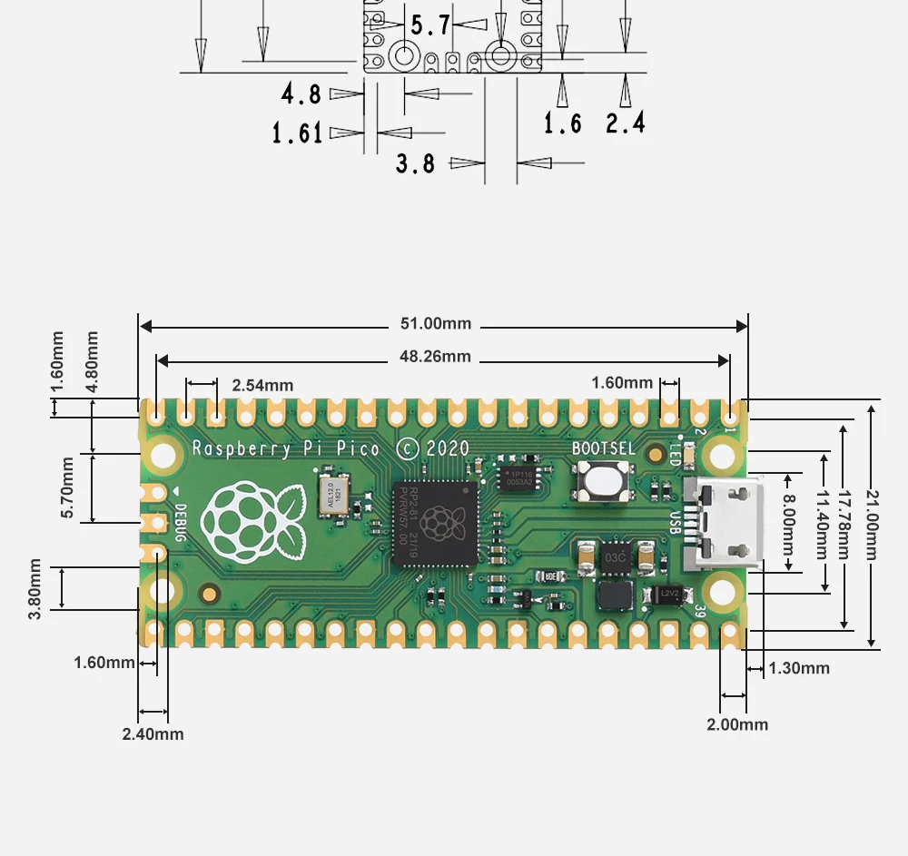 26 Gpio Pins Raspberry Pi Pico Rp2040 Micro Controller Board Raspberry ...