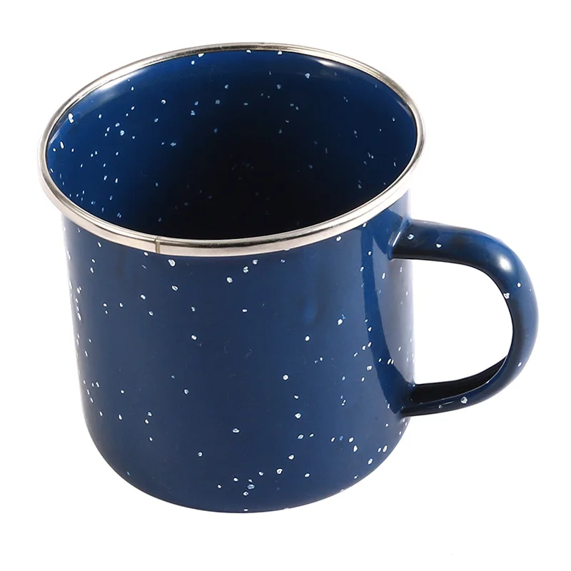 rust free 350ml enamel mug camping mug with lid blue rim