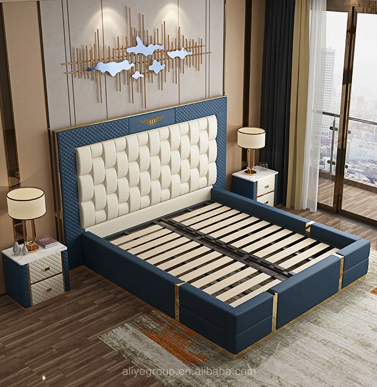 Modern Furniture Bedroom Upholstery Fabric Bed Luxury Italian Bedroom
