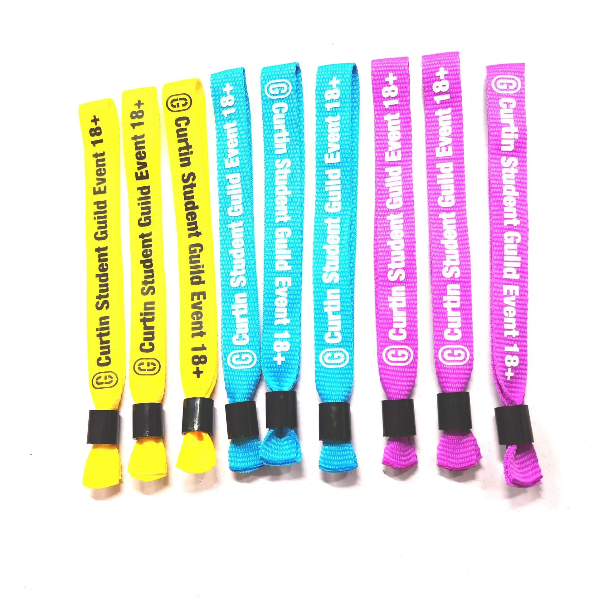 Custom Propaganda Concert Slide Lock Woven Wristbands Plain Fabric