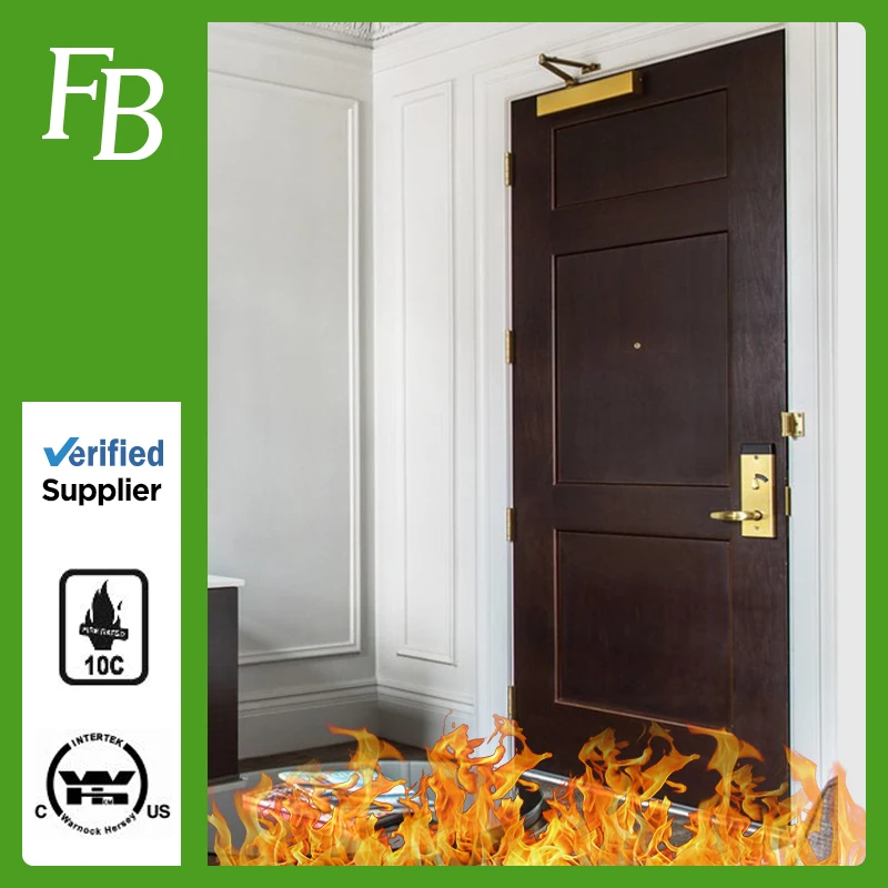 Fire Proof and Sound Insulation Fire-Rated Wood Door MDF Material Finished Surface Push and Pull Opening Door