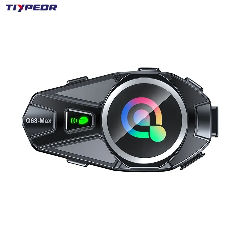 TIYPEOR Motorcycle Helmet BT Headset 2-Riders 500m Intercom TFT Color Display IPX6 Waterproof Noise Reduction Auto Answer