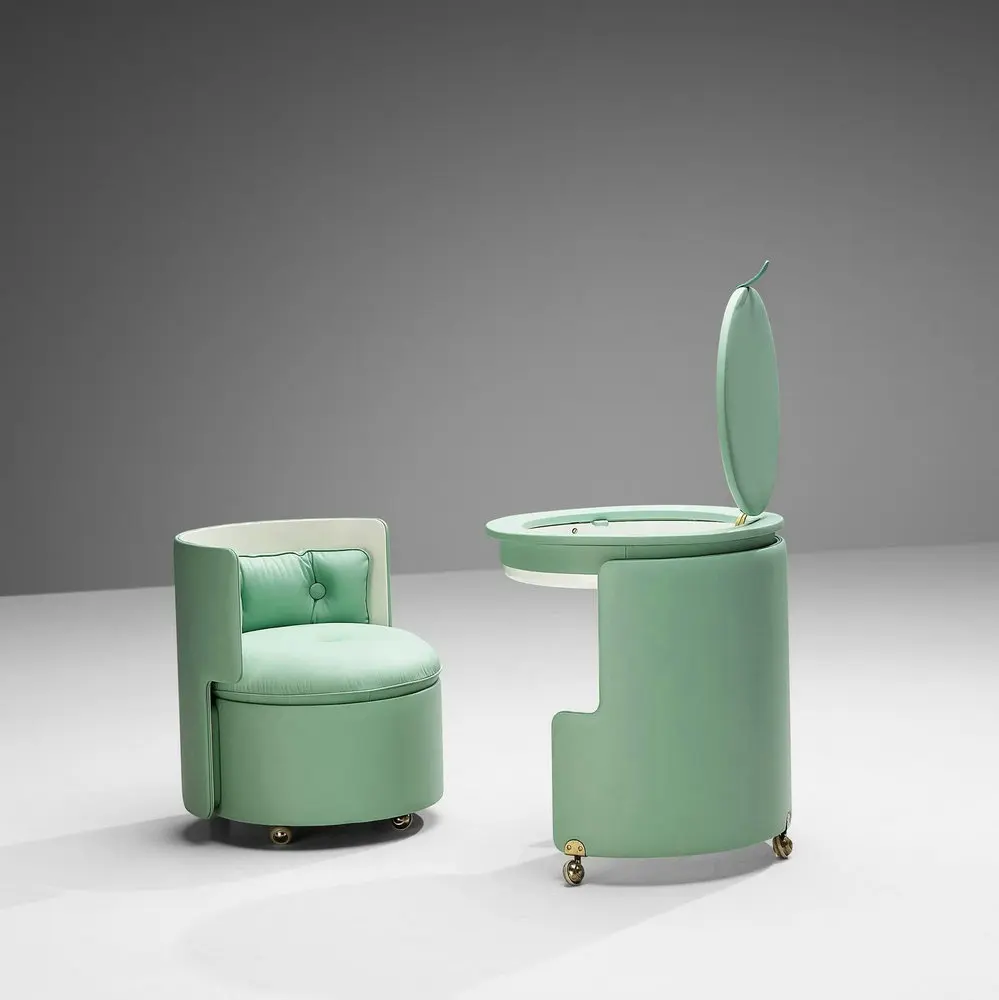 Mid-century Modern Furniture Green Dilly Dally Vanity Set