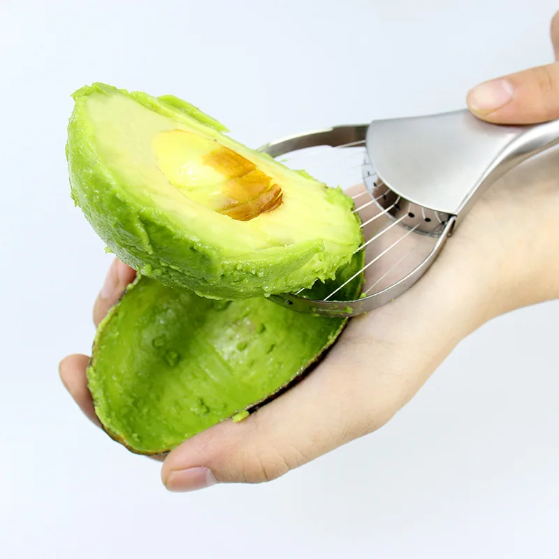 Wholesale Kitchen Gadgets Avocado Slicer Stainless Steel Avocado Corer & Peeler Pitaya Avocado Watermelon Slicer and Pitter Tool