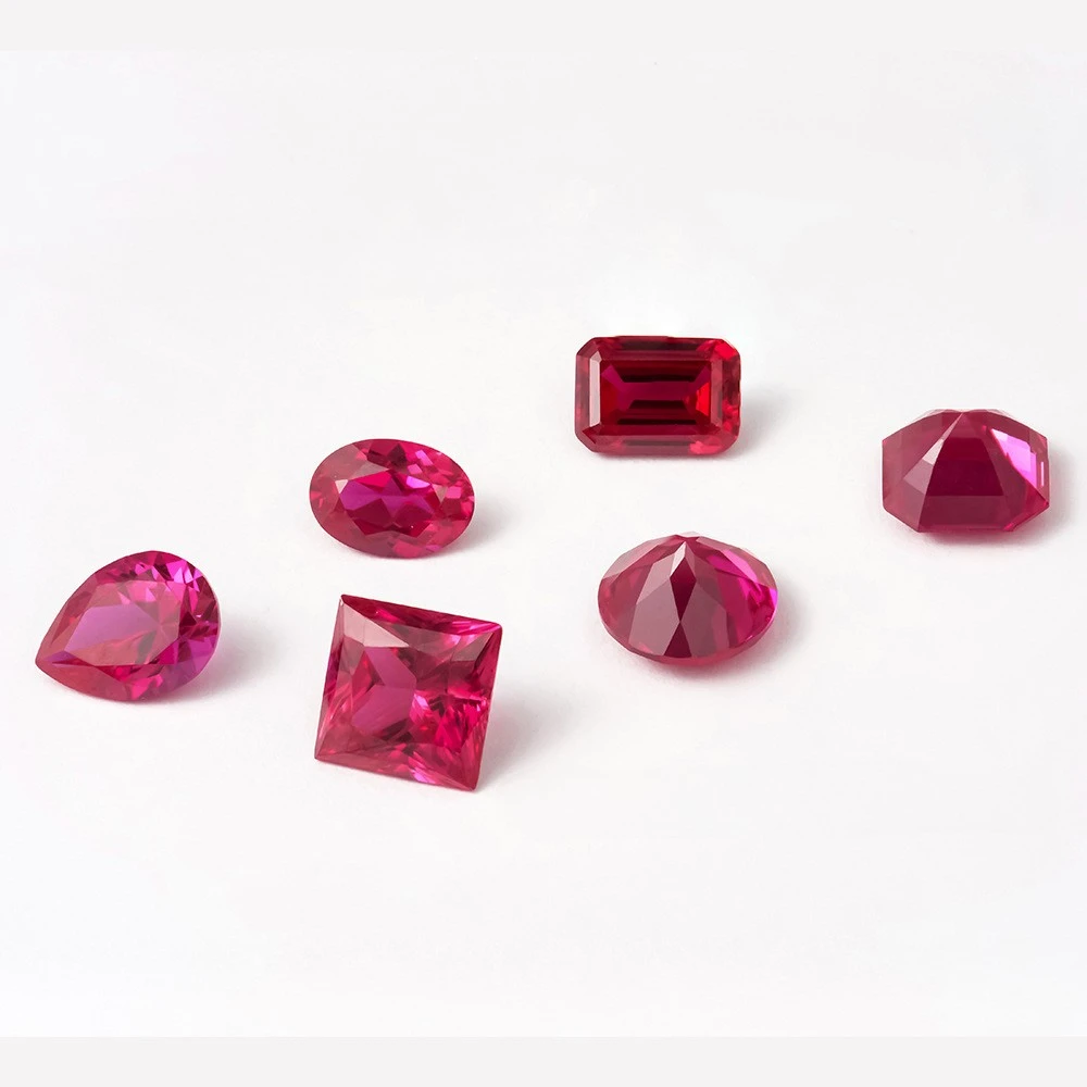 Top Quality 5A Natural Ruby Ring Pear Round Oval Polished Lab Created Loose Gemstones Synthetic Sexy Ruby