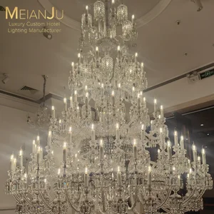 Crystal Candle Chandelier with Kiln Cast Glass Shades for Luxury Villa Hotels 2026 Edition Branch Chandelier