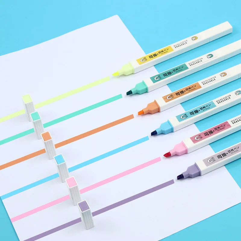 Набор мягких косых наконечников стираемый маркер яркие цветные пластиковые маркеры для студенческой книги пастельный стиль школьного использования-бумажный материал