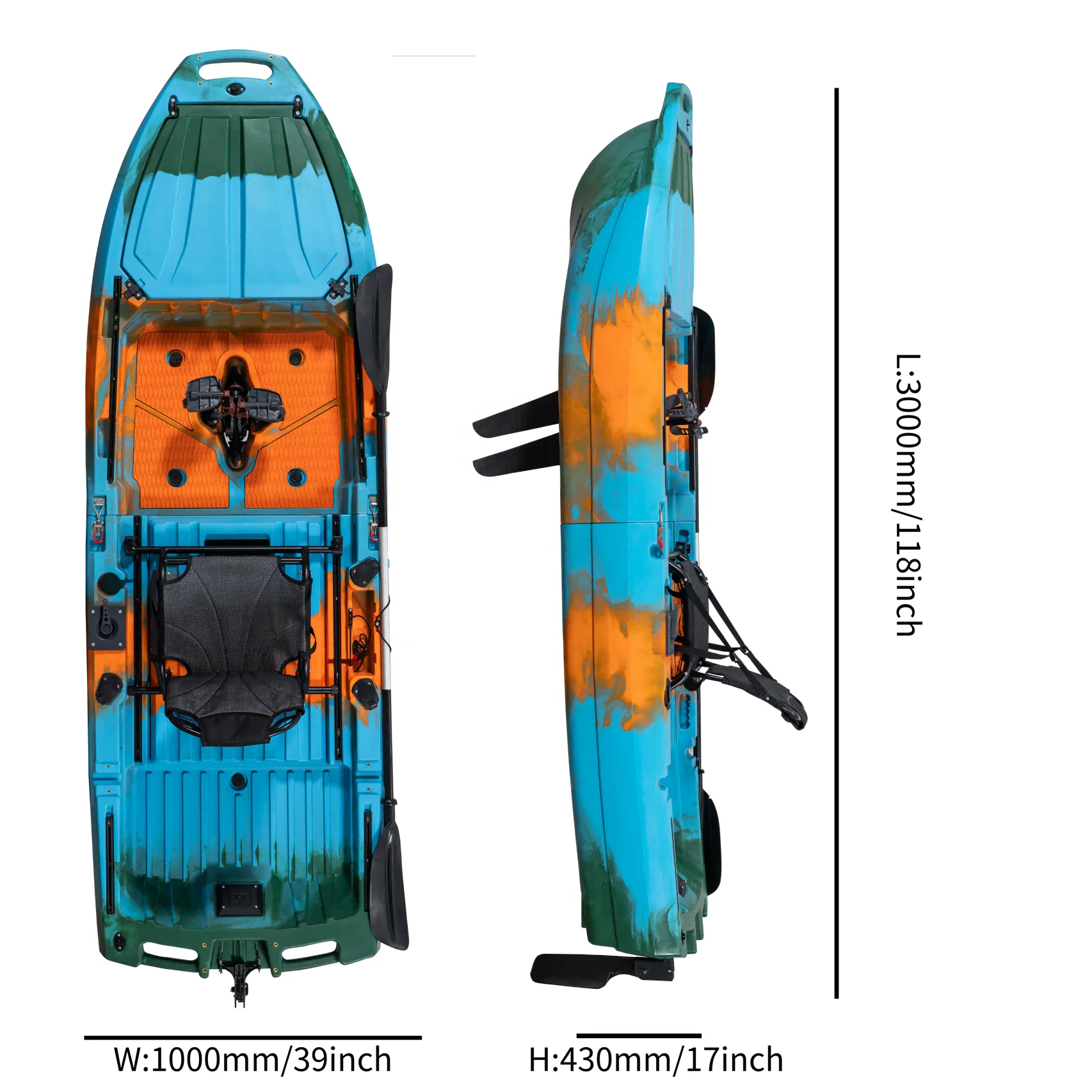 Single Popular 10FT Fishing Kayak - Modular Two Sections, One Seat