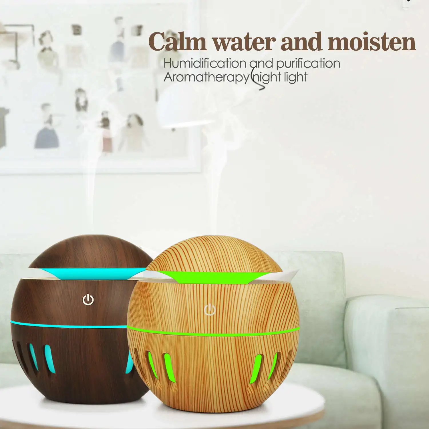 Hvac Scent Diffuser Wifi Trade Humidification Machine Wireless Humidifier Manufacturers-DARK WOOD GRAIN-TRAY Mini Humidifier