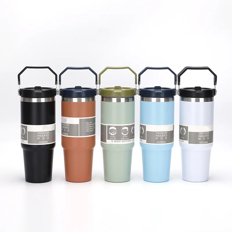 30oz Stainless Steel Double-Layer Vacuum Flask 500ml Portable 12-24 Hours Thermal Insulation Spill Proof Travel Hot/Cold with Custom Logo