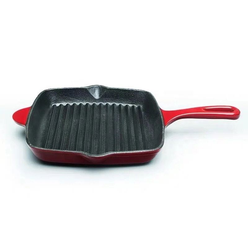 White Enamel Square Cast Iron Grill Pan With Ridges,27cm - Buy White Enamel  Square Cast Iron Grill Pan With Ridges,27cm Product on