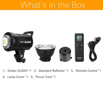 Godox SL60W LED White Version Video Light Bowens Mount Continuous Light With Fiver Color Filters for Studio Video Recording product image