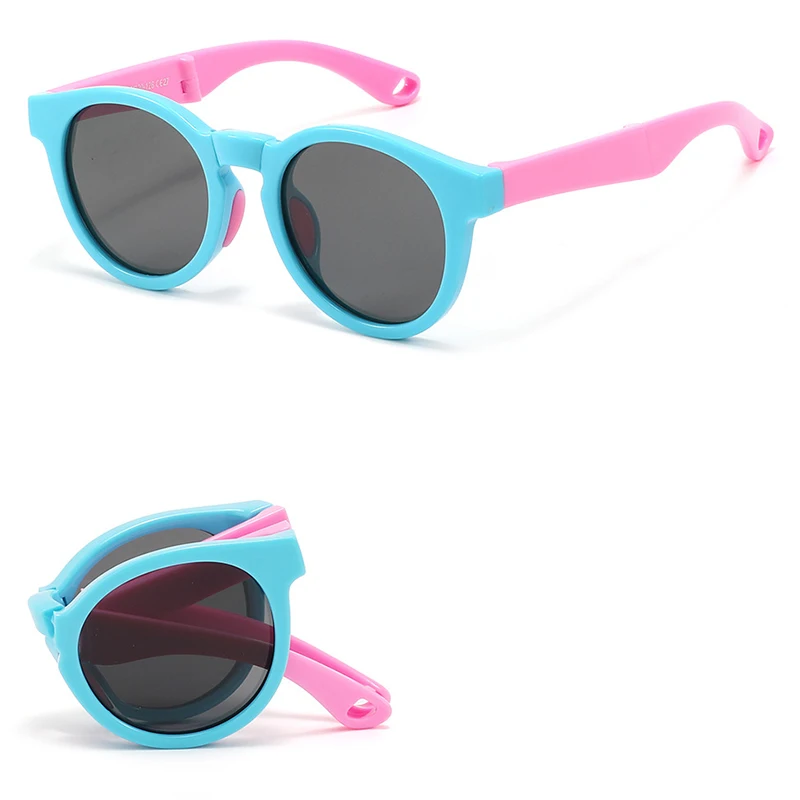 2026 New Children's Foldable TPEE Round Frame Polarized UV400 Sunglasses For Boys And Girls_voghion.com